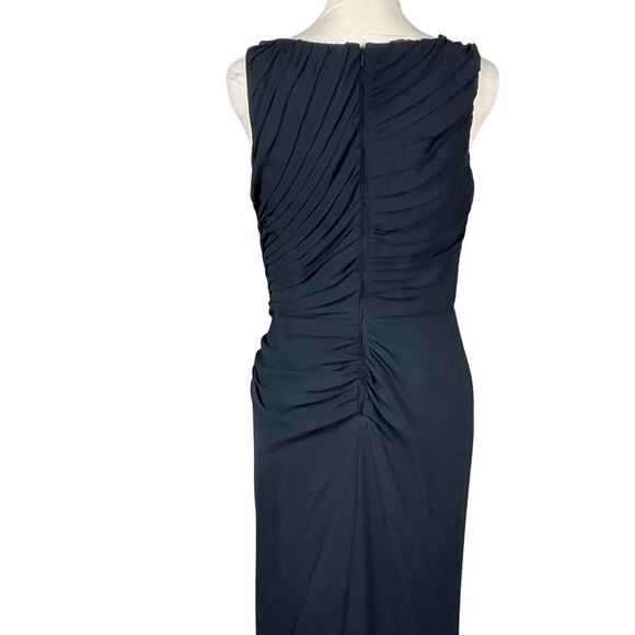 TADASHI SHOJI Dress Silk Chiffon Navy Blue Long 8 Formal Gown Event NWT $385 - Picture 9 of 16